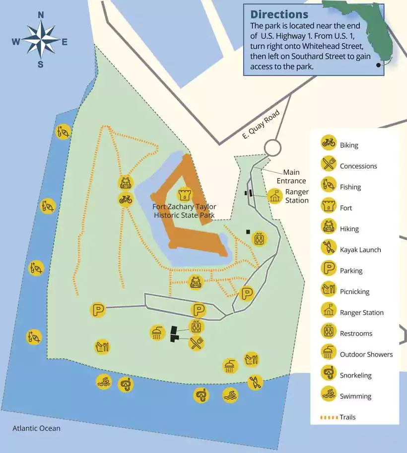 Fort Zachary Taylor State Park Map