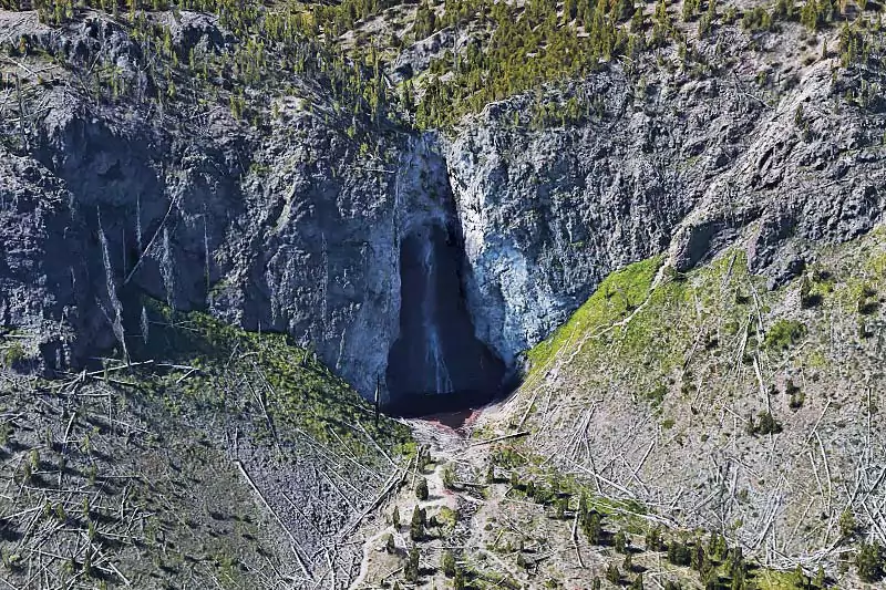 Yellowstone National Park Fairy Falls Aerial View